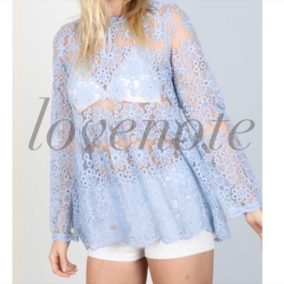 POL Tops Last Pol Floral Sheer Lace Long Sleeve Top Blouse Poshmark